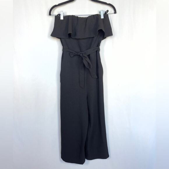 Artizia Babaton Black Flutter Strapless Ruffle Jumpsuit Size 0 - Picture 4 of 14